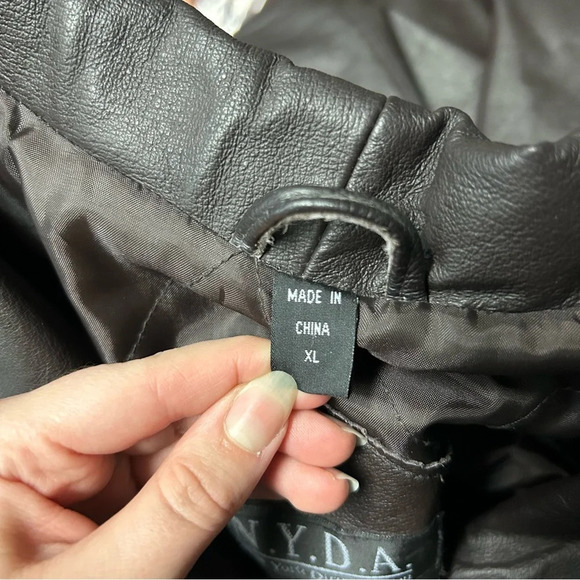 Vintage 80s NYDA Brown 100% Leather Trench - Picture 6 of 11